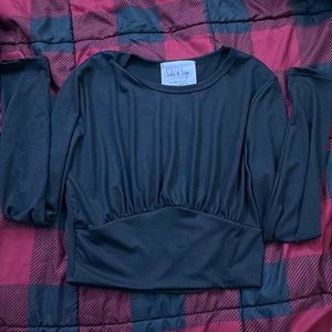 Black Cropped Long Sleeve Top